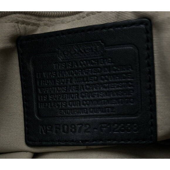 COACH Chelsea Black Pebbled Leather Silver Ring Accents Turn-Lock Bag Purse Hobo - Picture 11 of 11